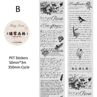 Journamm 50mm*3m Vintage Letters PET Tapes DIY Scrapbooking Planners Decor Junk Journal Waterdicht Collage Stationery Tapes
