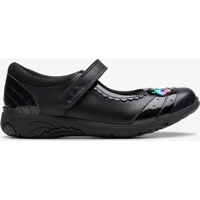 Relda Spark Kinderen Zwarte Leren Schoenen