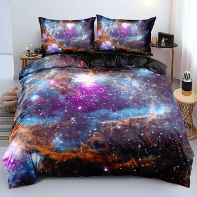 Luxe Galaxy Donkerblauw Beddengoed Set Twin Full Queen King Size Dekbedovertrek Set Schijnende Sterren Sterrenhemel Kinderen Volwassenen Dekbedset 173x218cm 2pcs