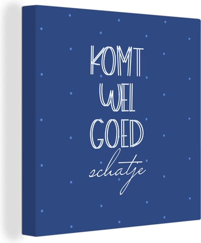 Canvas Schilderij Beterschap - Quote - Liefde - 20x20 cm - Wanddecoratie