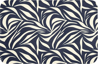 Badmat 60x40 cm - Antislip - Bladvormen - Blauw - Patroon - Wit - Badmatten voor badkamer - Badkamermat - Douchemat - Badkamer mat