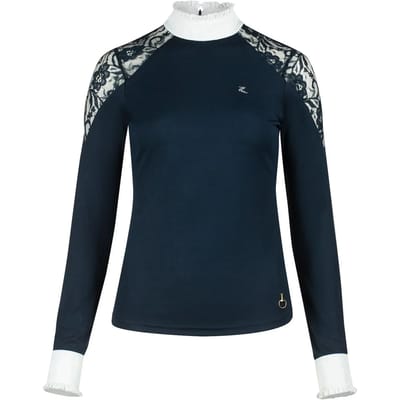 Polo met lange mouwen met kant voor dames Horze Sylvie