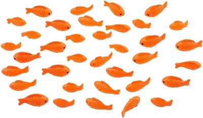 SnelShoppen - 36 Stuks Miniatuur Hars Vissen - Donker Oranje Zee Dieren Ornamenten voor Aquarium, Desk, Thuis en Kantoor Decoratie - 3 Stijlen