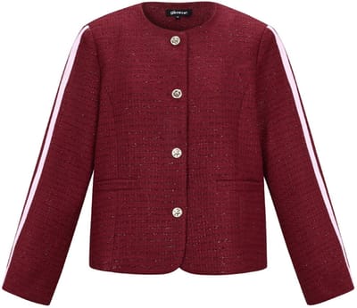 Comfortabele Geweven Polyester Damesjas met Ruitpatroon en Ronde Hals - Zwart - Maat S