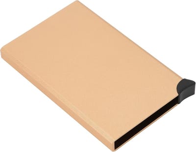 Pop-up Kaartenhouder met Anti-Magnetische & Anti-Diefstal Bescherming – Aluminium & PU – Compact & Lichtgewicht voor Creditcards & Visitekaartjes – Goud