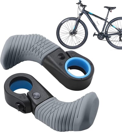 Fiets Handvatten - Stuur Grips - Comfortabel Fietsen - Ergonomisch Duimsteun - 95mm Lengte - Grijs