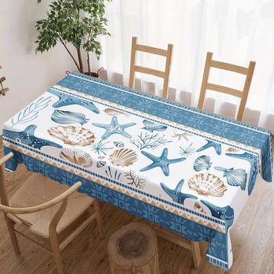 Nautisch Zeeleven Rechthoekig Tafelkleed voor Tafeldecoratie Keuken Eetkamer Waterdicht Herbruikbaar Tafelkleed voor Tafel Eetkamer 90x140cm