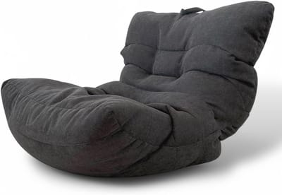 Luxe Zitzak - Grote Pouf - Ontspannen Lezen - Wasbare Hoes - 90 x 90 x 90 cm - Donkergrijs