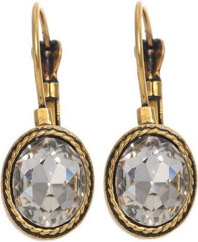 Behave - Oorhangers dames - Ovaal kristal - Vintage chique stijl