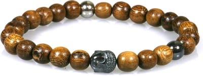 IbizaMen - Robles hout 8mm - hematiet buddha hoofdje RVS - 21cm