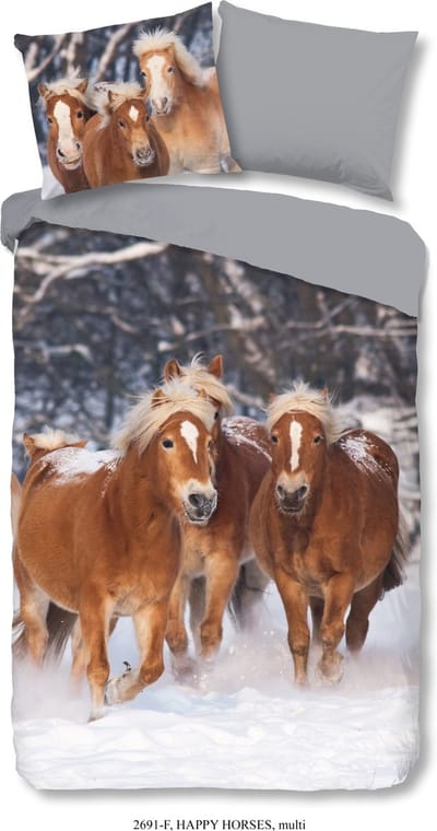 Good Morning dekbedovertrek haflinger paarden - 1 persoons 140x200/220 cm - Multi - 100% Katoen flanel