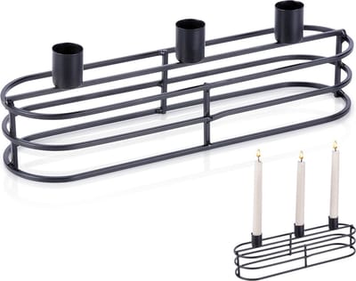 Kandelaar Metaal Zwart voor 3 Kaarsen 29,5x8,5x9,5 cm - Kaarsen - Kaarsenstandaard - Kaarsenhouder - Decoratie