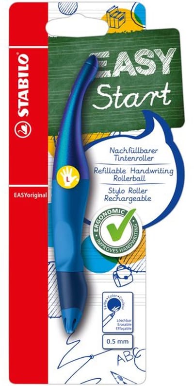 Rollerpen STABILO Easyoriginal linkshandig hologr ed M blauw blister | 3 stuks