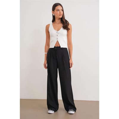 Hoge Taille Palazzo Broek met Zakken