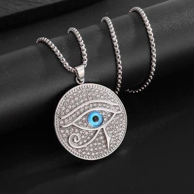 Nouveau Bijou Européen et Américain Strass Pendentif Oeil d'Horus Collier gray
