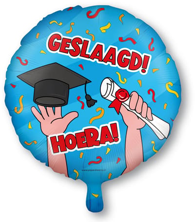 BTH – Hoera Geslaagd Folieballon – 46 cm – Afstuderen – Geslaagd Versiering – Graduation Party – Helium Ballon