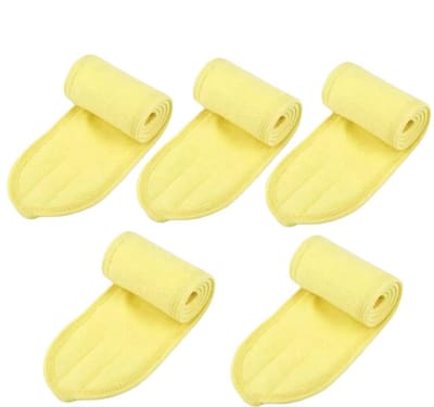 Skincare hoofdband - Gezichtreiniging band - Haarband - Make-up band - Geel - 5 stuks - Klittenband - CHPN