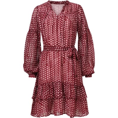 Smashed Lemon Bordeaux en babyroze geometrische jurk |