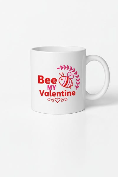 Valentijnsdag Mok 'Bee My Valentine' met Lieve Bij en Harten | Origineel Cadeau voor Liefde