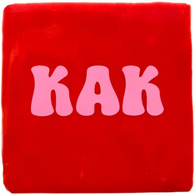 Snoes Spreuktegel – KAK. – Rood met Lichtroze – Hippie Style – Inclusief Gratis Plakhaakje – Handgemaakt Keramiek 10x10 cm – Color Blocking – Origineel Humor Cadeau – Wanddecoratie