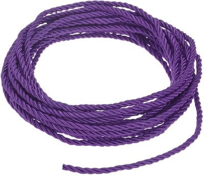 M METERXITY 5 Yards Twisted Rope Trim, 3 mm/0,12 in Donkerpaars Zacht Polyester Gedraaid Zijden Touw Koord 3-laags Decoratief Koord voor Gift Bag/DIY Crafts/Home Decor/Gordijn Tieback