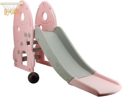 Kinder glijbaan - Speelgoed raket - Binnen spelen - 2-in-1 product - 160 meter - Roze