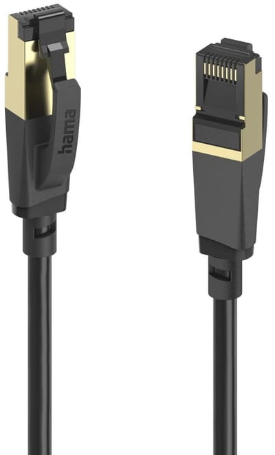 Hama 00202000 RJ45 Netwerkkabel, patchkabel CAT 8 S/FTP 0.5 m Zwart 1 stuk(s)