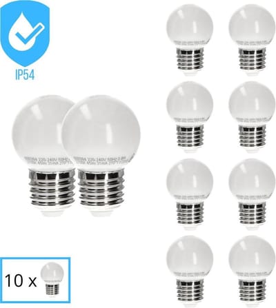 Proventa 10 x LED lampen voor buiten met E27 fitting - Voordeelverpakking - IP44 - Lamp - Ledlampen