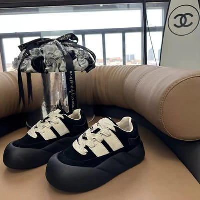 Lente Nieuwe Retro Platform Broodschoenen Dames Veelzijdige Hoogteverhogende Sportschoenen Licht Casual Muffin 40 zwart
