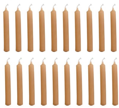 Rustik Lys - Kleine, dunne Potloodkaarsjes (set van 20, 1.2 x 10cm) - Caramel