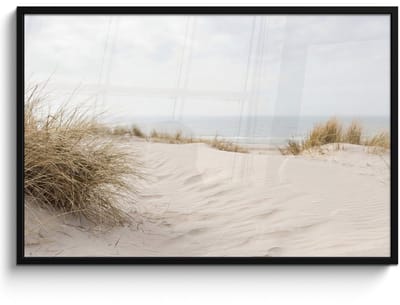 Poster in lijst - Fotolijst 120x80 cm - Posters - Wolken - Duinlandschap - Zand - Posterlijst zwart - Decoratie - Wanddecoratie woonkamer - Muurdecoratie slaapkamer