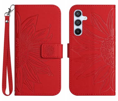 Coverup Hoesje - Geschikt voor Samsung Galaxy A17 Hoesje - Coverup Zonnebloem Book Case met Koord - Rood