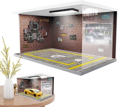 LED Acryl Vitrinekast voor 1:24 Schaalmodellen, USB Oplaadbare Garage Showcase