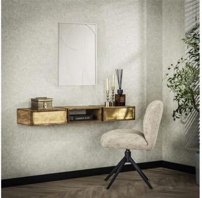 Kaptafel 2L brass - Massief mango zwart