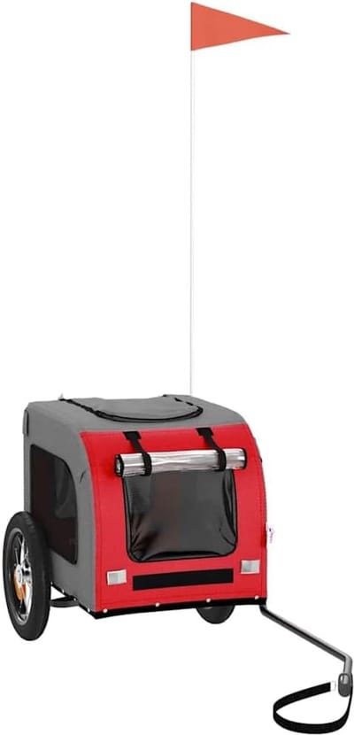 Hondenfietskar - Reisaanhanger huisdier - Veilig op pad - Waterafstotend materiaal - 124 x 53 x 53 cm - Rood grijs