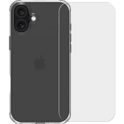BlueBuilt Protective Back Cover iPhone 16 Plus Transparant + Screenprotector Glas