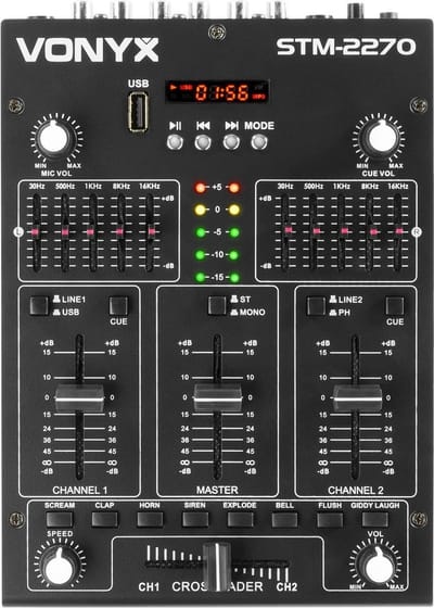 SkyTec STM2270 4-Kanaals Mixer Geluidseffecten SD/USB/MP3/BT