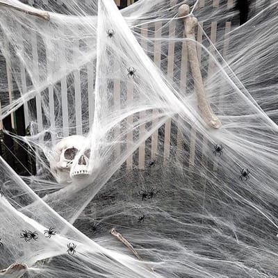 Halloween Spinnenweb - Griezel decoratie - Feest versiering - Inclusief 40 spinnen - 100g vezels - Wit