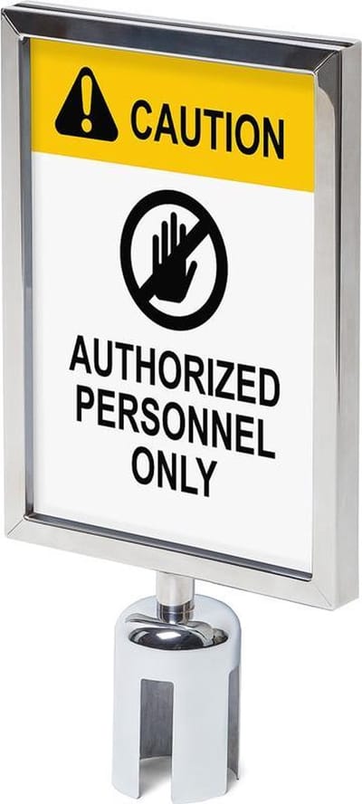 Topbord A4 voor Afzetpaal Flexi Economy Chroom - Syna BBECHROMESIGNA4