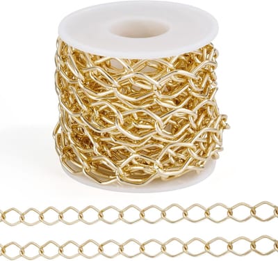 Aluminium Ketting - Link Ketting - Sieraden Maken - Unieke Ruit Vorm - 5 Meter - Goudkleurig