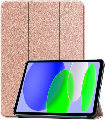 Hoesje Geschikt voor Apple iPad A16/A18 (2025/2026) - 11 inch (11e & 12e generatie) - Dun & Stevig - Trifold Bookcase - Hard Cover - Hardcover Book Case - Tablet Hoes - Rosé goud