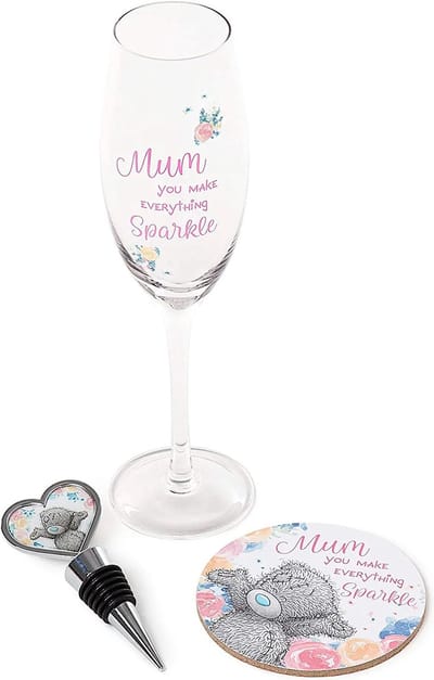 Me to You moederdag prosecco/wijn giftset - Flessenstopper/champagneglas/onderzetter - cadeau voor moeder