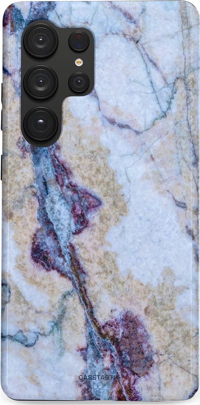 Casetastic hoesje geschikt voor Samsung Galaxy S25 Ultra - Dubbellaagse bescherming - Diepzee Marmer - Fashion Case - Blauw Zand