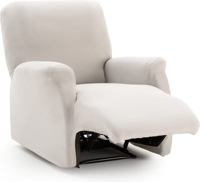 Belmarti® Relaxfauteuilhoes Anza 60cm tot 80cm breed - Ivoor - luxe pasvorm - beschermt tegen slijtage en vlekken - premium stretchstof