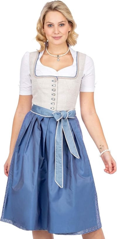 Zomerse Linnen Dirndl Jurk voor Dames met Bloemenaccenten