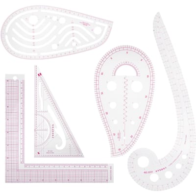 5 pièces Règle de couture Multifonction Forme courbe Gradation Tailleur Fabrication de vêtements Outils white