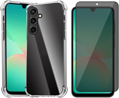Hoesje geschikt voor Samsung Galaxy A17 5G / A26 - Privacy Screenprotector Volledig Dekkend Glas - Shockproof Transparant