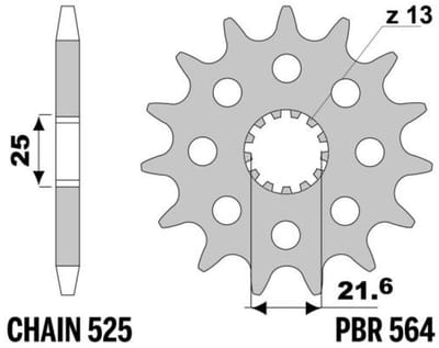Pignon de sortie de boite PBR pour Moto Triumph 0 Street Triple R 2017 à 2024 564 15 18NC / 15 dents P525 Neuf
