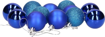 Gerimport Kerstballen - 12x stuks - blauw - D4 cm - kunststof - mat/glans/glitter - kerstversiering