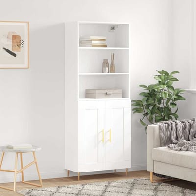 vidaXL - Hoge - kast - 69,5x34x180 - cm - bewerkt - hout - wit